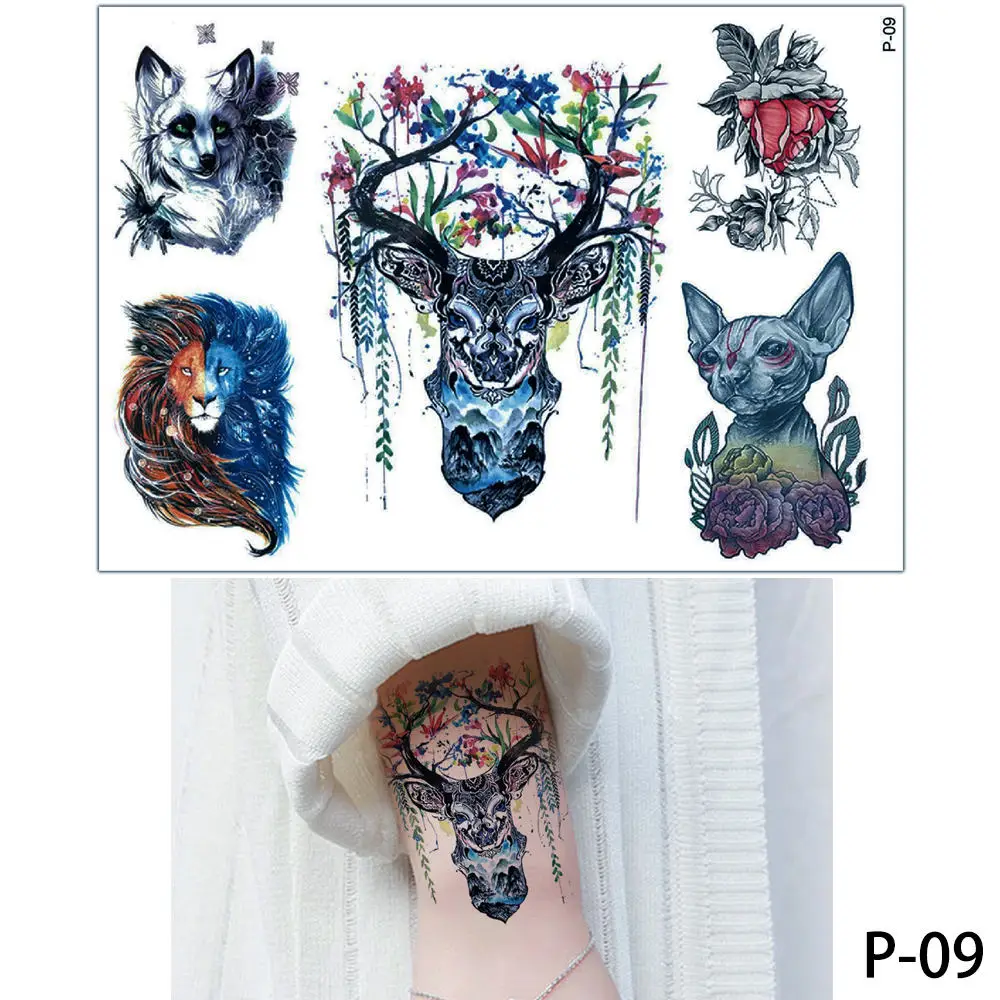 Glaryyears, 25 дизайнов, 1 лист, цветная татуировка для рисования, фламинго, милый кот, искусство, Временный макияж, тату, наклейка, мода, P серия