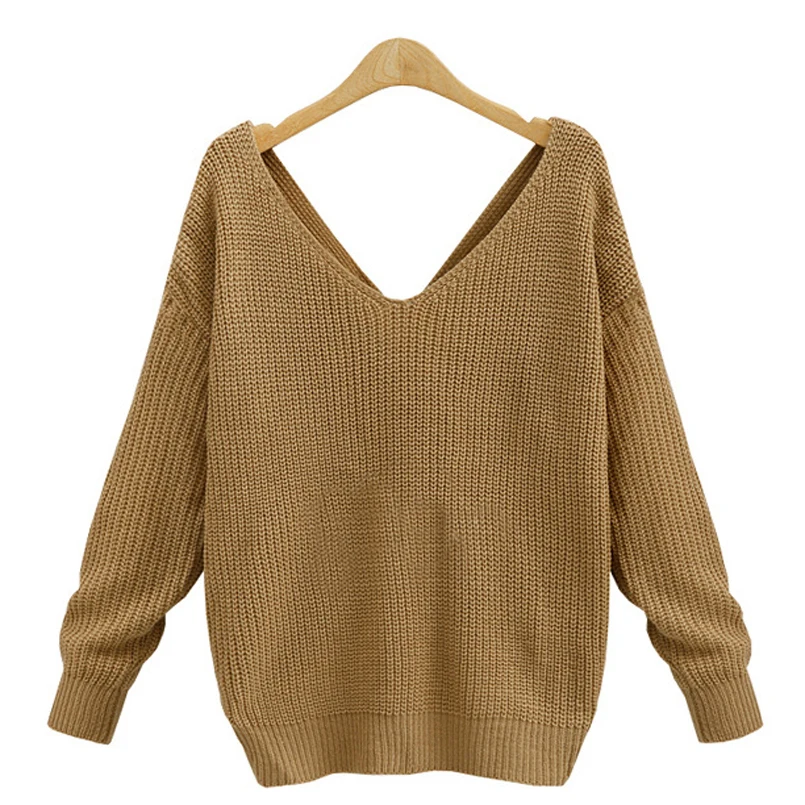 Новые 4 вида цветов Свитера с v-образным вырезом и витой спинкой пуловеры женские