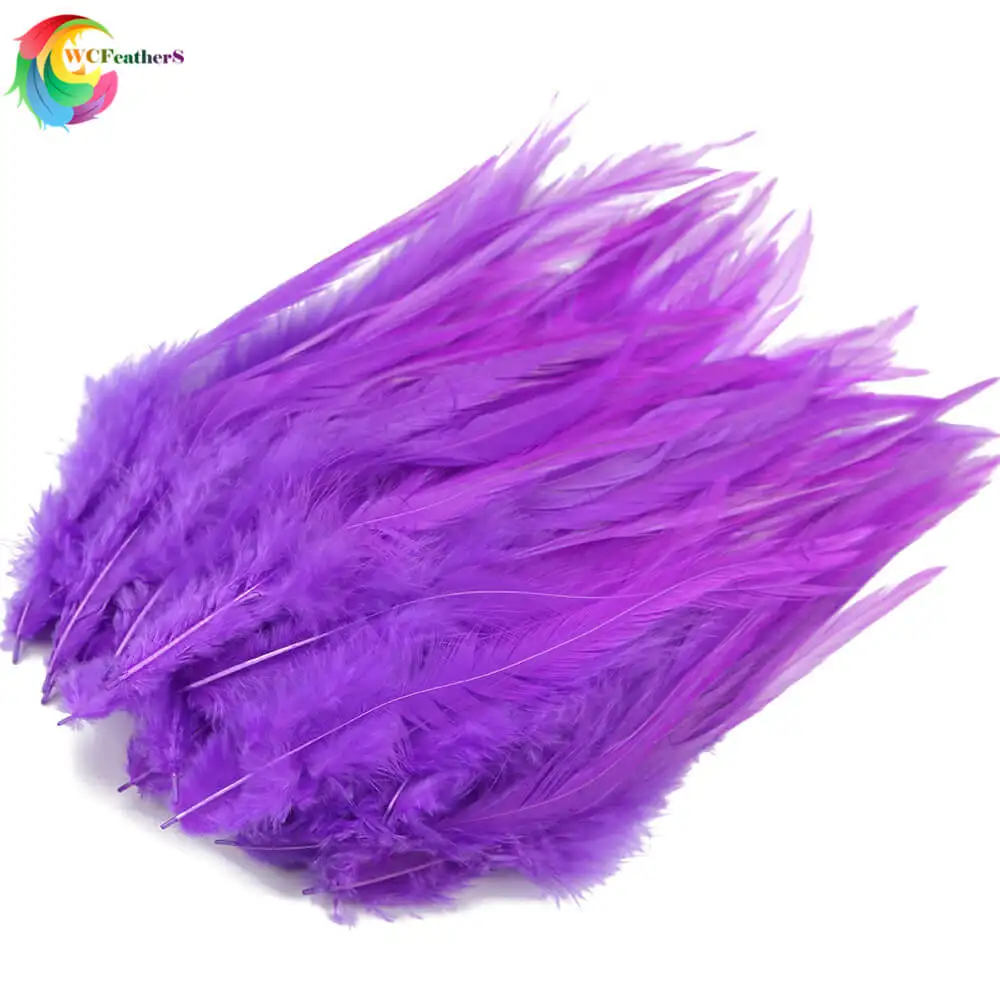 Purple 4-6 дюймов окрашенные натуральные перья петуха для DIY ювелирных изделий/наращивание волос/Аксессуары Ремесло Украшение Шлейф 50 шт./лот - Цвет: Purple
