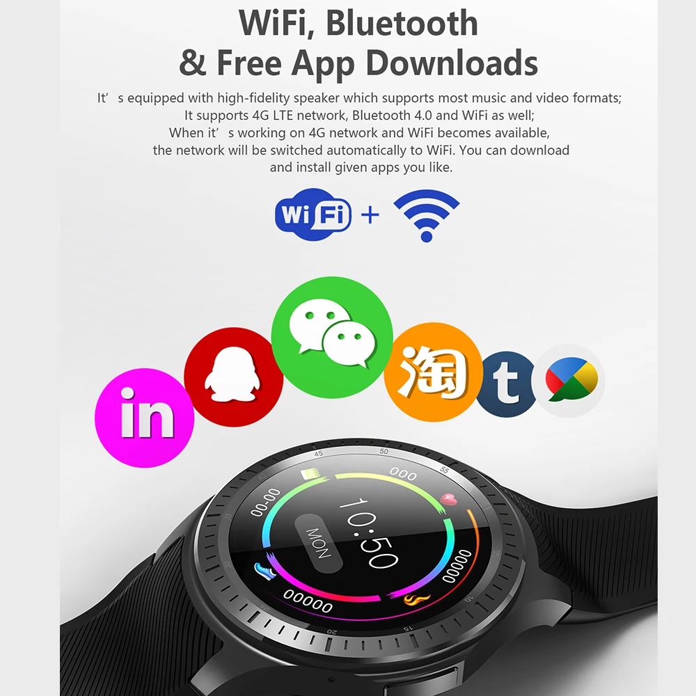 Makibes AT06 4G gps Смарт часы кровяное давление Фитнес телефон слежения Android 7 1 600 мАч
