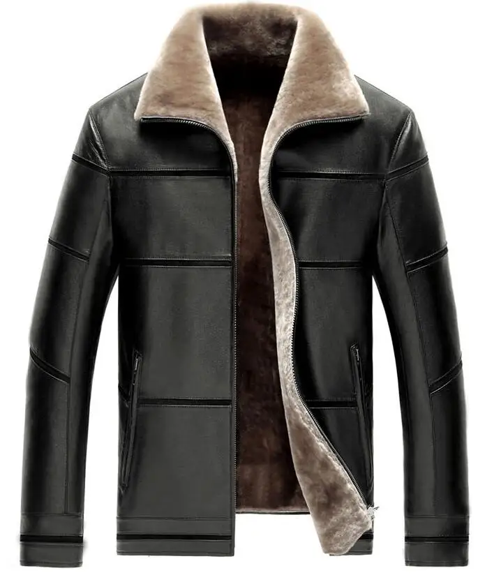 

S--3XL HOT / Winter Men New Leisure Fashion Lapel PU Fur One Jacket