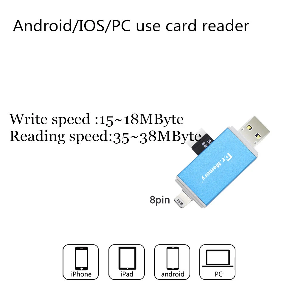 Картридер Dr.Memory 3 в 1 Lightning/Micro USB/USB 2 0 для iphone 6s 7 plus металлический Android OTG Micro SD|adapt