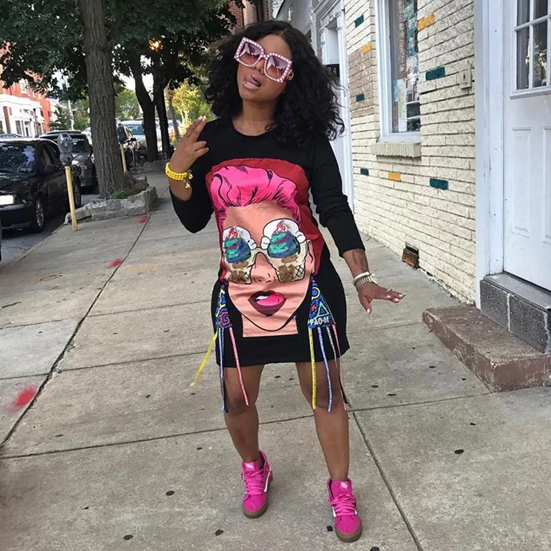 Новинка весна осень 2019 женские топы из бутика свободное платье с длинными