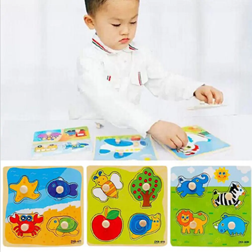 Логическая доска животные растения 1 шт. мультяшная деревянная головоломка для