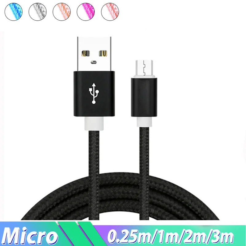 25 см 1 м 5 2 3 микро USB кабель для телефона Micro Usb длинный Кабо нейлон Samsung Galaxy S7 S6 Edge J7 J5