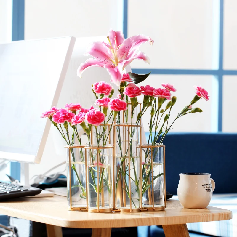 Новая Скандинавская креативная стеклянная ваза 6 гидропонных ВАЗ железная