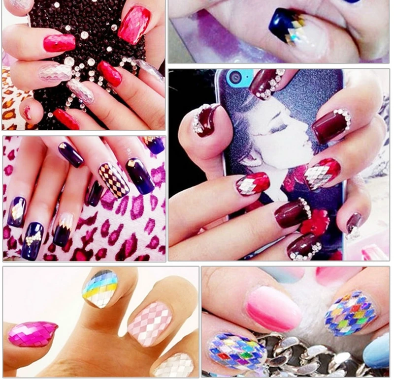 Ромб лазерный зеленый синий 3D голографический ломтик пайетки дизайн ногтей