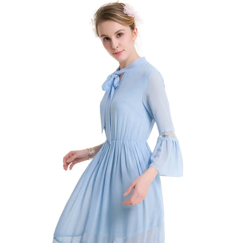 Ретро Для женщин 3/4 с длинным рукавом Макси платья Chic полые сращивания элегантный