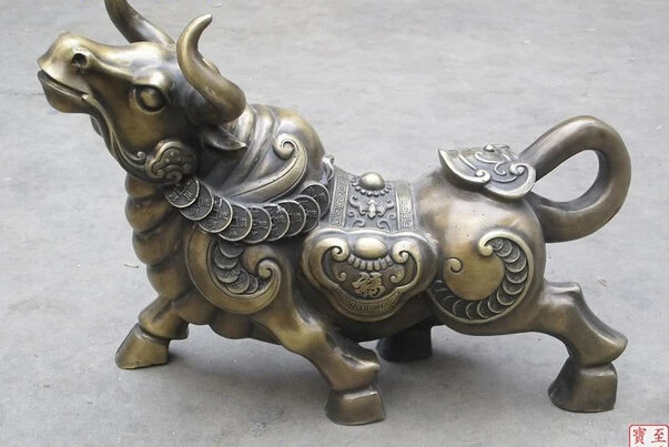 bir 006087 20&quotChina Bronze luck in making money fengshui Cow OX bull statue | Дом и сад