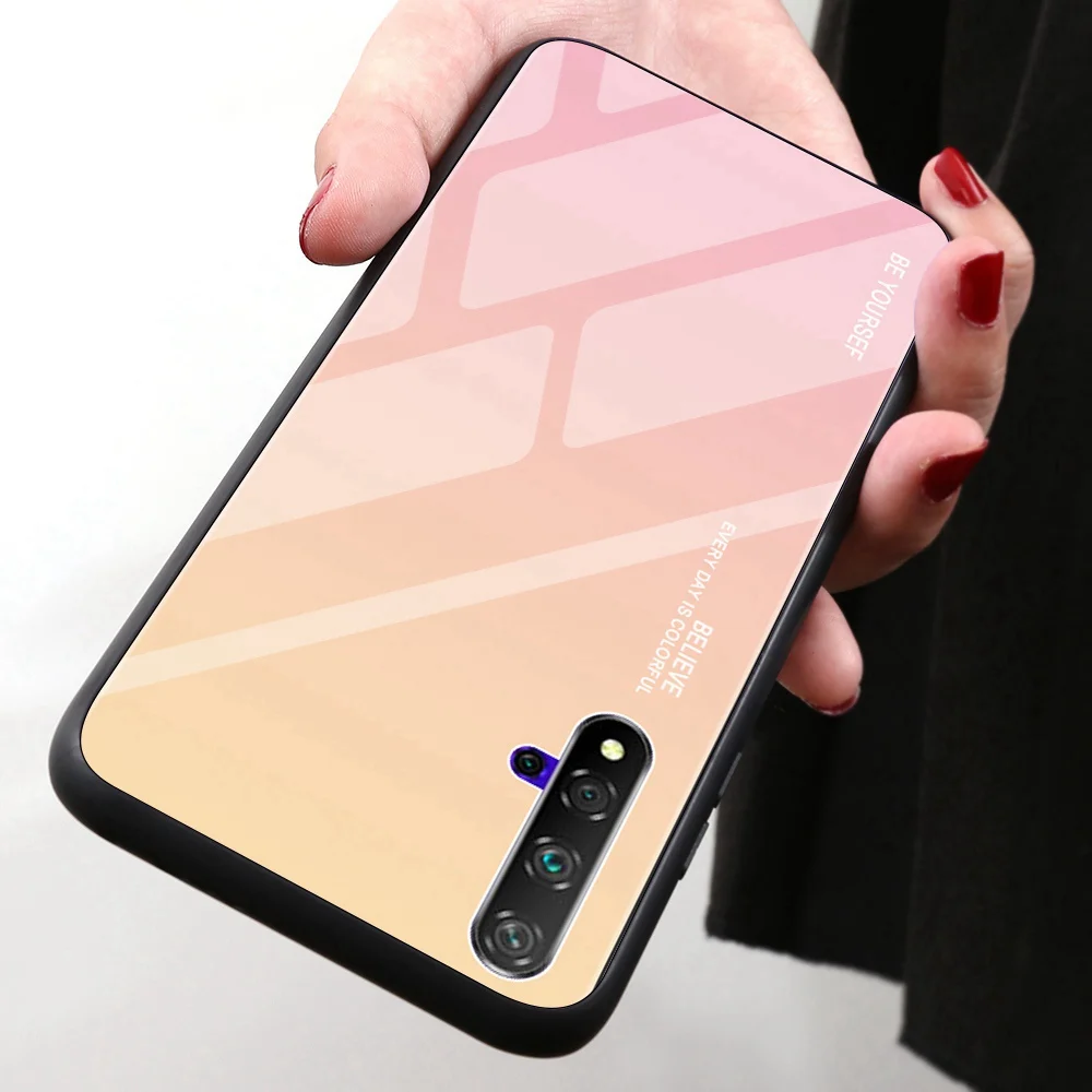 Mirror Glass Phone Case For Samsung S10 5G Huawei Honor 20 Pro Xiaomi Redmi 7A GO Cover Gradient Back Fundas |