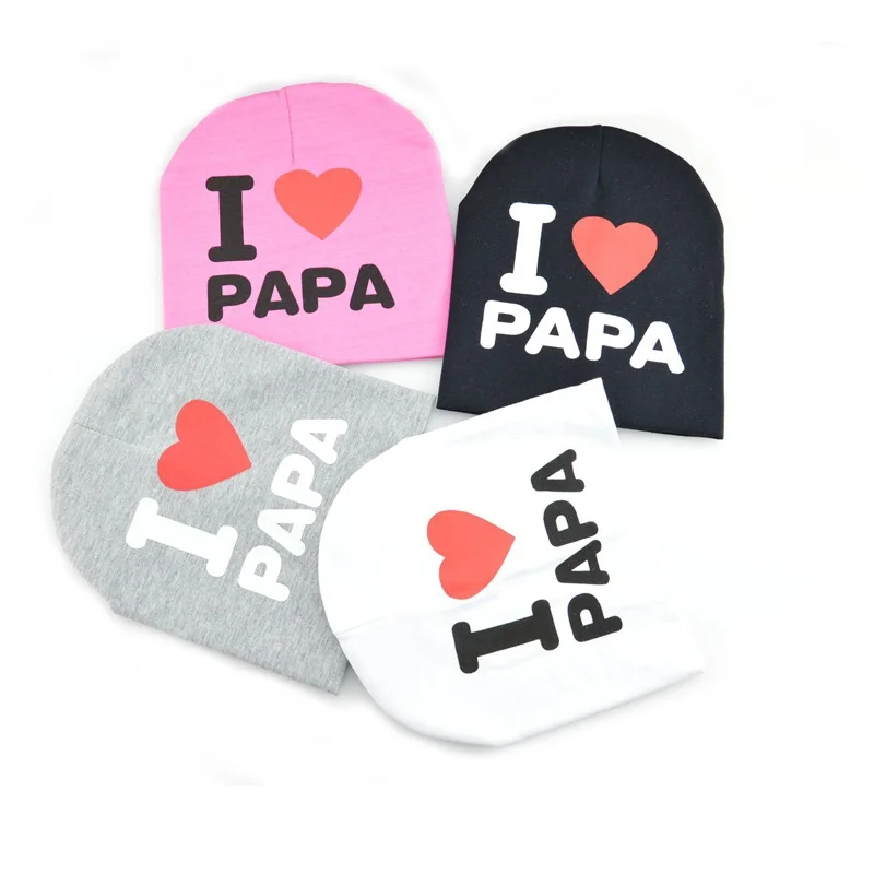 Шапка детская вязаная с принтом I LOVE PAPA MAMA хлопок осень-весна | Детская одежда и