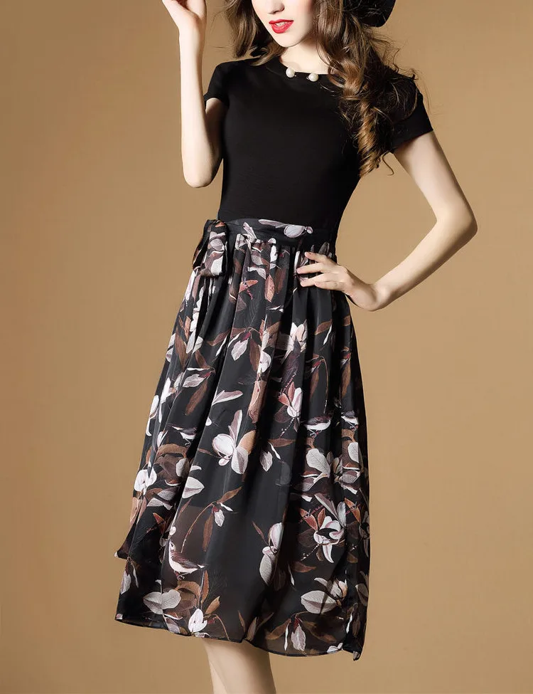 Women Party Vestidos Slim Waist Floral Dress Elegant Work Wear Casual HM0037 | Женская одежда