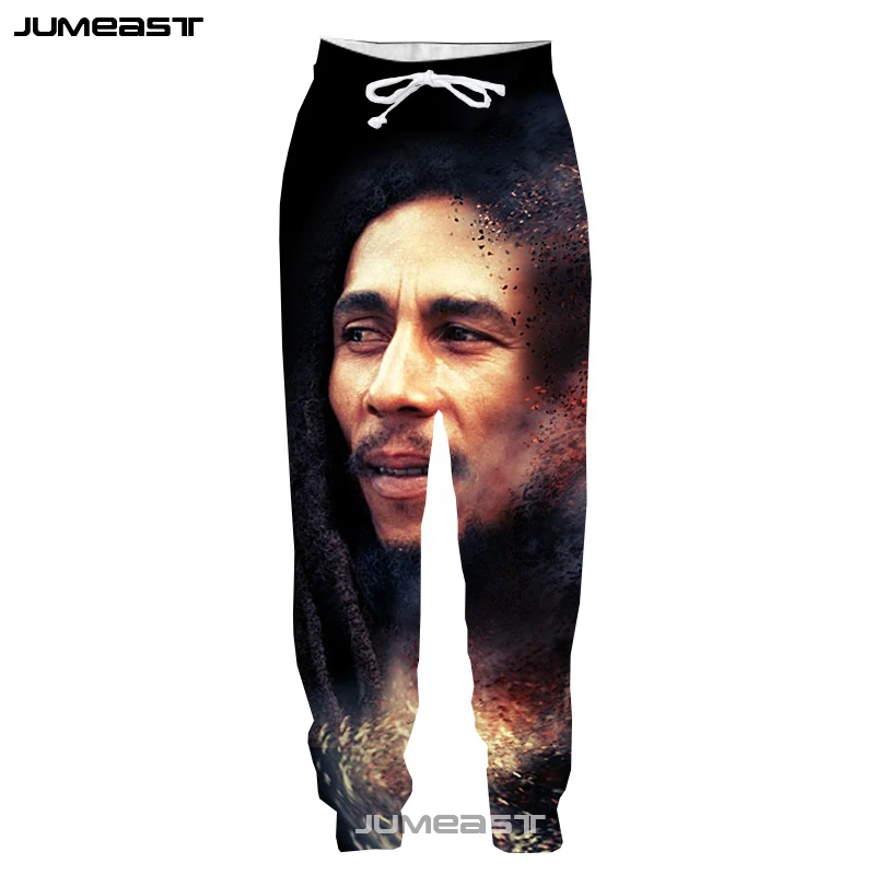 Jumeast мужские/женские штаны с 3D принтом Bob Marley, модные повседневные спортивные свободные штаны свободного размера, новинка, повседневные длинные штаны для мужчин