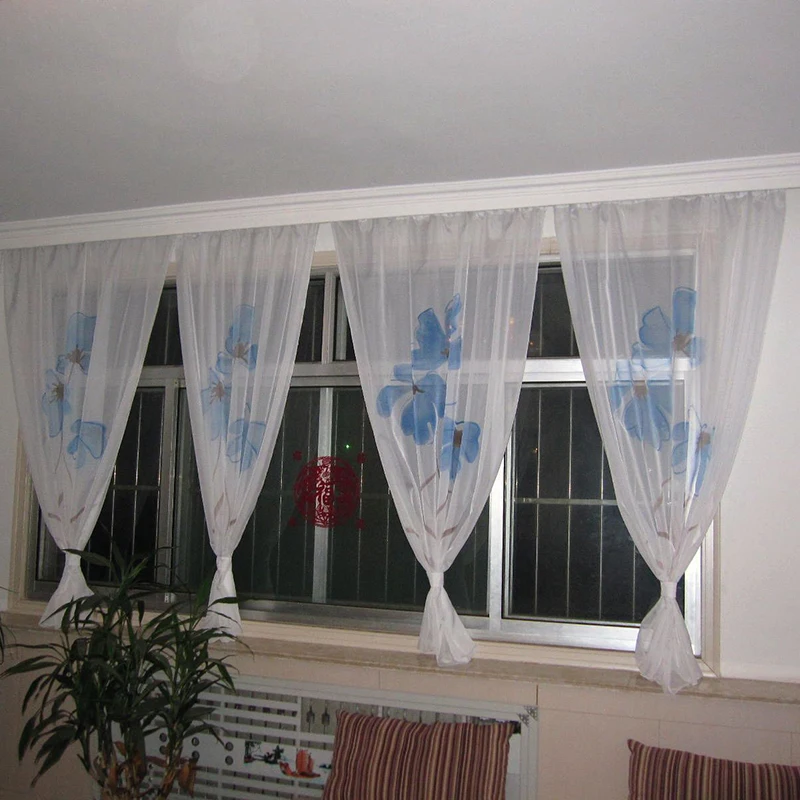 Тюль оконные занавески для гостиной цветочные украшения спальни оранжевые на