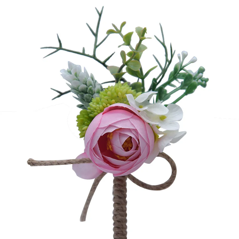 

12pcs/pack Corsage Wrist Flower Wedding Decorative Artificial Flower Event and Party Flower Props Bride Bridesmaid Wrist Flower