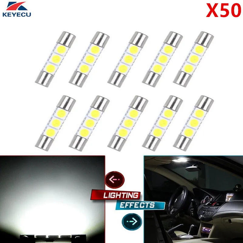 

KEYECU 50X29 мм 5050 3SMD внутренняя Светодиодная лампа Карта купольный светильник индикатор для чтения