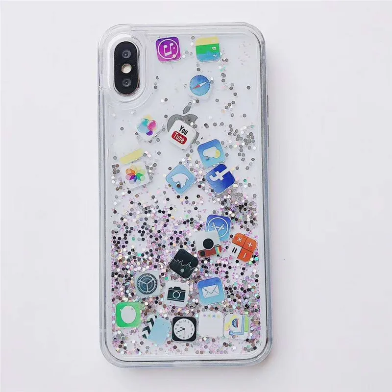 KEXIN Жидкий чехол для телефона iphone XS MAX XR X Чехол PC + TPU веселый значок жидкий зыбучий
