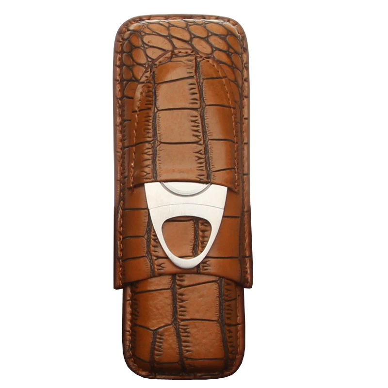 COHIBA Leather Humidor Cigar Case Portable Box Accessories with Cutter for Storing 2 Cigars | Дом и сад