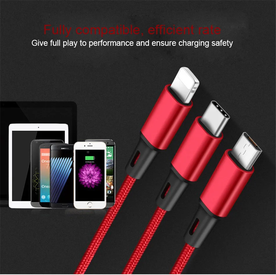 NOHON 3 2 в 1 Micro usb type-C кабель для зарядки для iPhone 7 8 6 6S Plus X iOS Android для Xiaomi LG кабели для быстрой зарядки