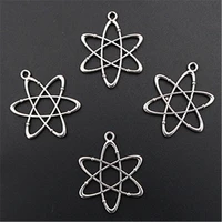 10pcs silver plated geometry shape chemical structure molecule pendants retro necklace earrings diy charms jewelry crafts making