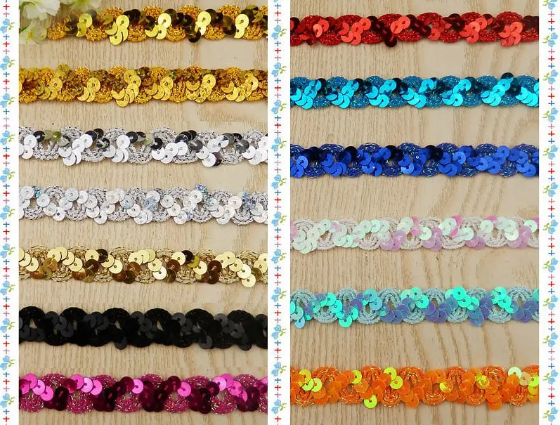 Кружевная лента с блестками 12 м/лот 1 5 см