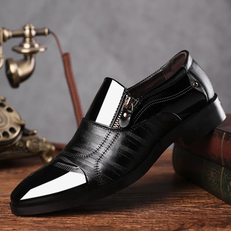 Новинка Мужские качественные туфли из лакированной кожи Zapatos de hombre Черные