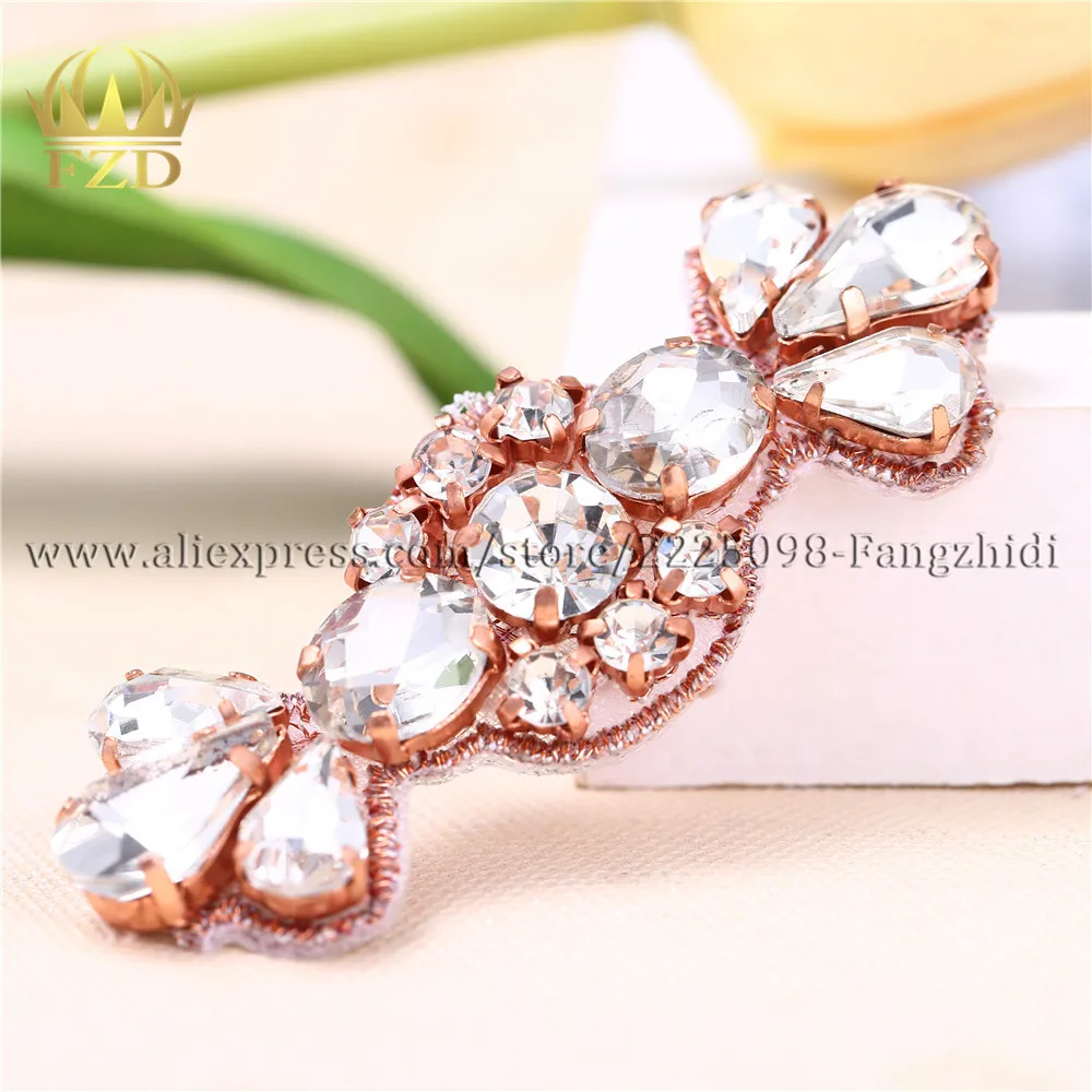 FZD 1 Pair Bridal Wedding Beaded Crystal Rhinestones Applique For Shoes Decor Beading Glass Trimming Waistband Patch | Дом и сад