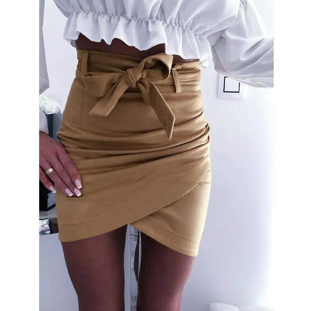 Женская облегающая юбка карандаш с высокой талией и поясом|Женские юбки| |