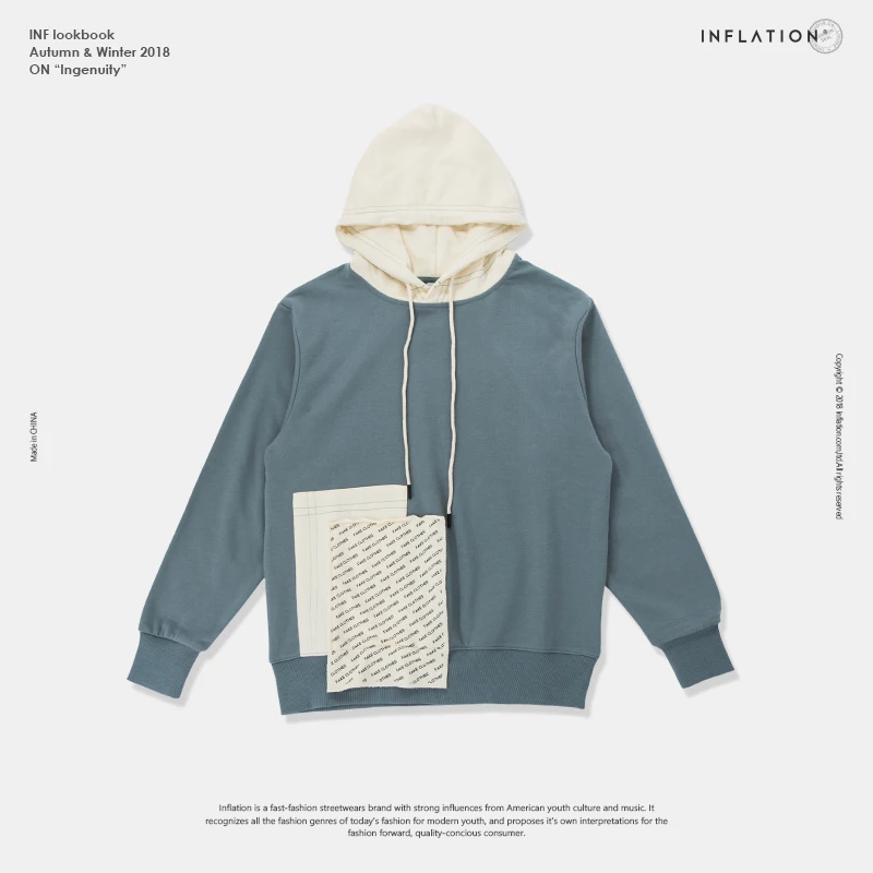 INFLATION/мужские брендовые Лоскутные толстовки в стиле хип-хоп осенне-зимняя