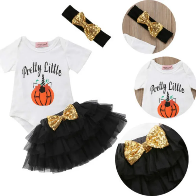 Одежда на Хэллоуин с короткими рукавами для новорожденных и маленьких девочек