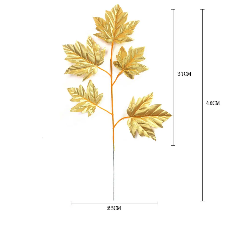 Gold Maple leaf Визуальный контакт 1 шт. Искусственные Поддельные Monstera Пальмовые Листья зеленые растения Свадебные DIY фото фоновый реквизит вечерние украшения - Цвет: Gold Maple leaf