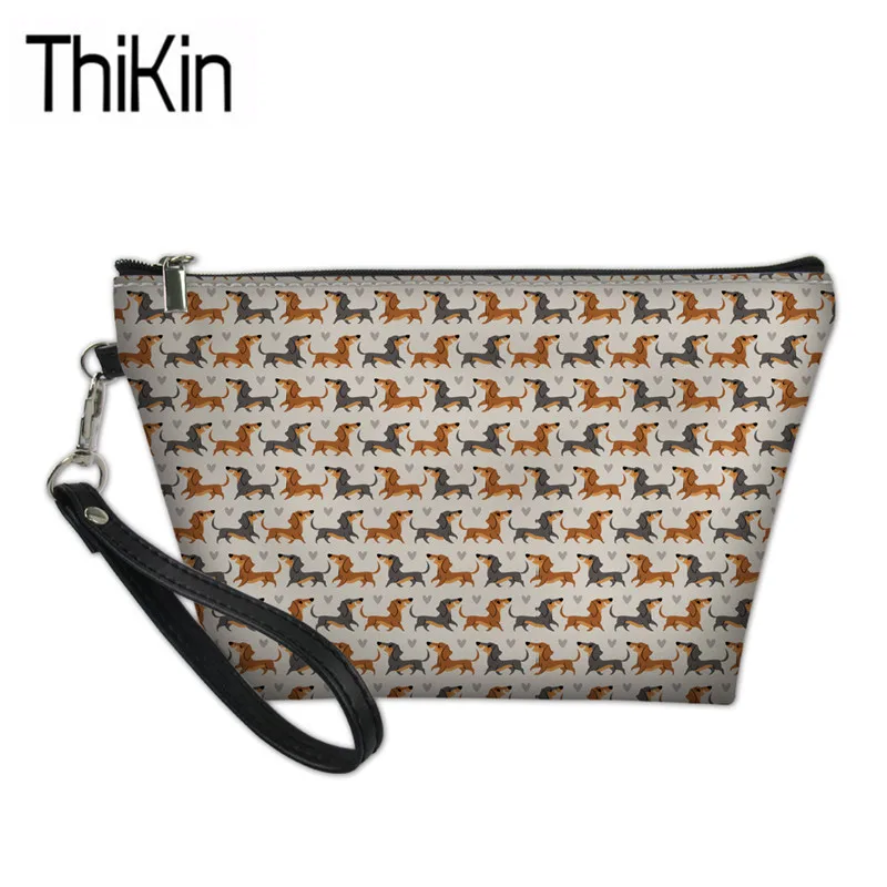 THIKIN Doxe Dachshund Печать Макияж сумки для женщин большой емкости дорожный Органайзер косметички Дамская мода набор для чистки сумка