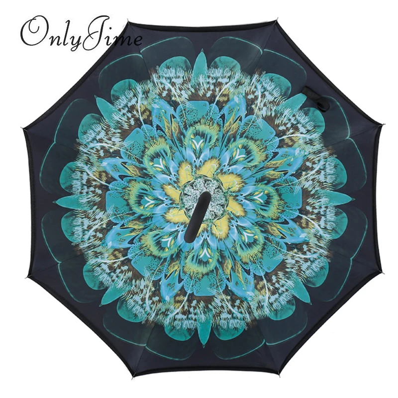 Только Jime Flower двухслойные зонты с обратным ходом для женщин дождь самостоящий