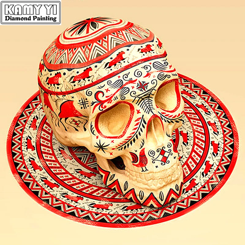Полная дрель квадратная Алмазная 5D DIY алмазная живопись &quotЦвет череп&quot вышивка