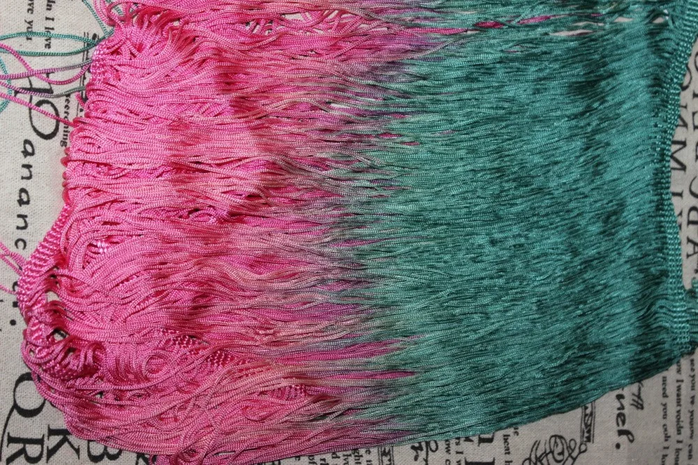 Dip Dye Ombre с бахромой мягкой вискозы Костюмы для латиноамериканских танцев макраме платье для танцев Отделка Samba юбка кисточкой Бордо черный/бордовый 25 см
