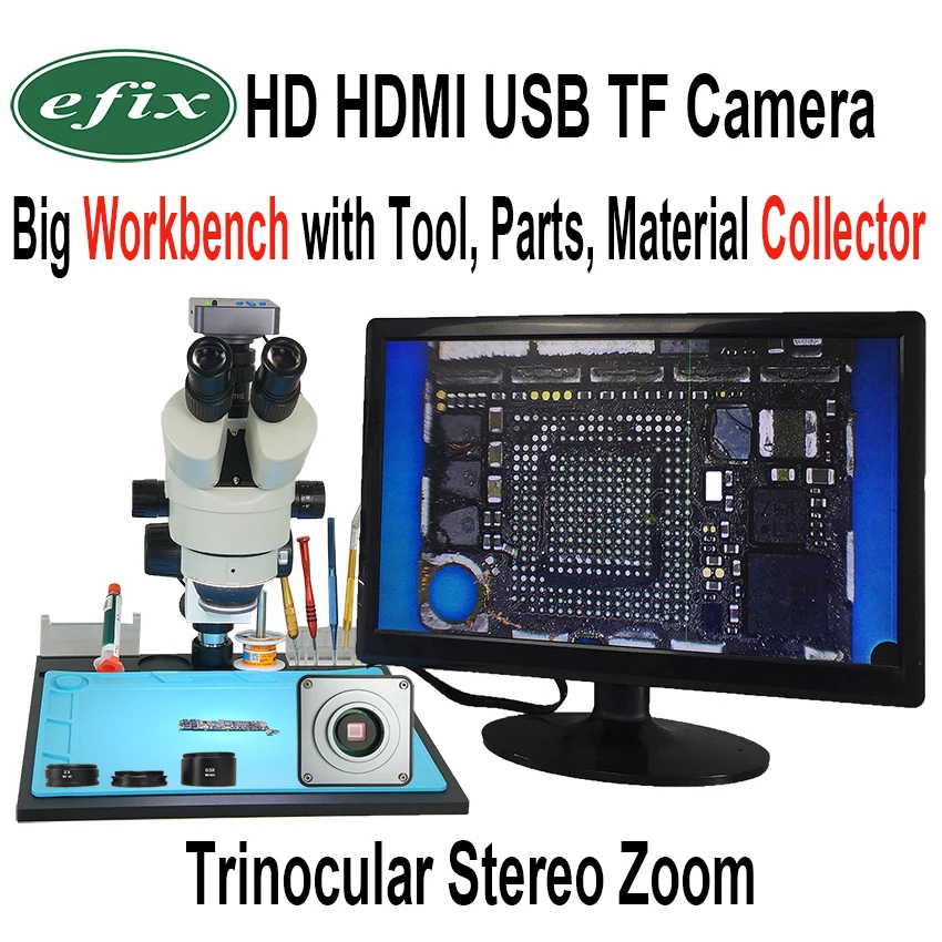 Efix 22MP 3,5-90X паяльник Тринокулярный Стерео продолжает зум микроскоп HDMI USB TF верстак для ремонта iPhone Инструменты Наборы
