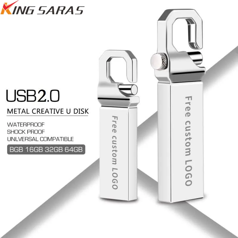 USB флэш-накопитель 64 Гб 2,0 металлический Флешка 16 ГБ 128 ГБ 8 ГБ 4 ГБ USB флешка высокоскоростной накопитель 32 ГБ USB флэш-браслет Пользовательский логотип