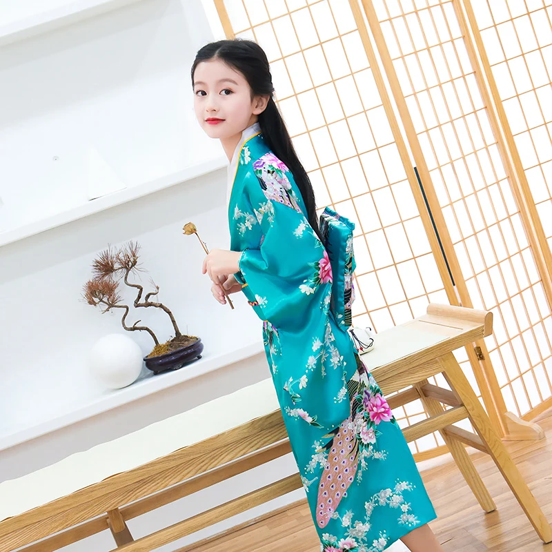 Милое традиционное платье кимоно для девочек Yukata с Obi элегантное японское