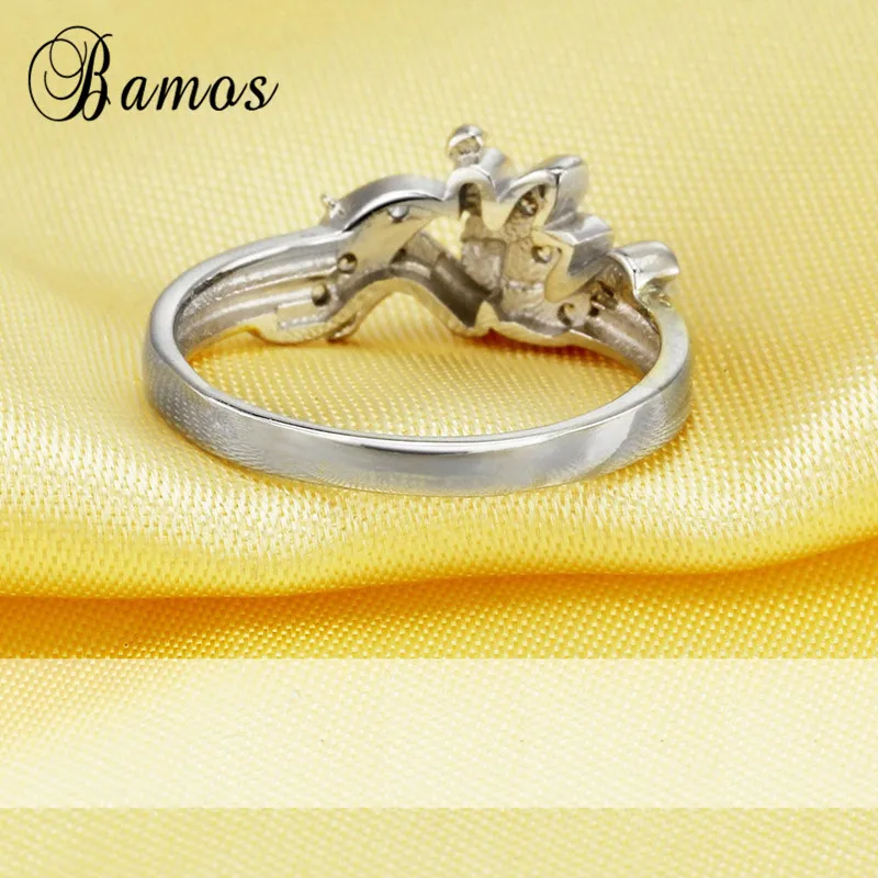 Bamos Doble Colors Cute Angel Ring Simple Cubic Zirconia Wings Rings For Women Fashion Birthstone Jewelry Bridesmaid Gift | Украшения и