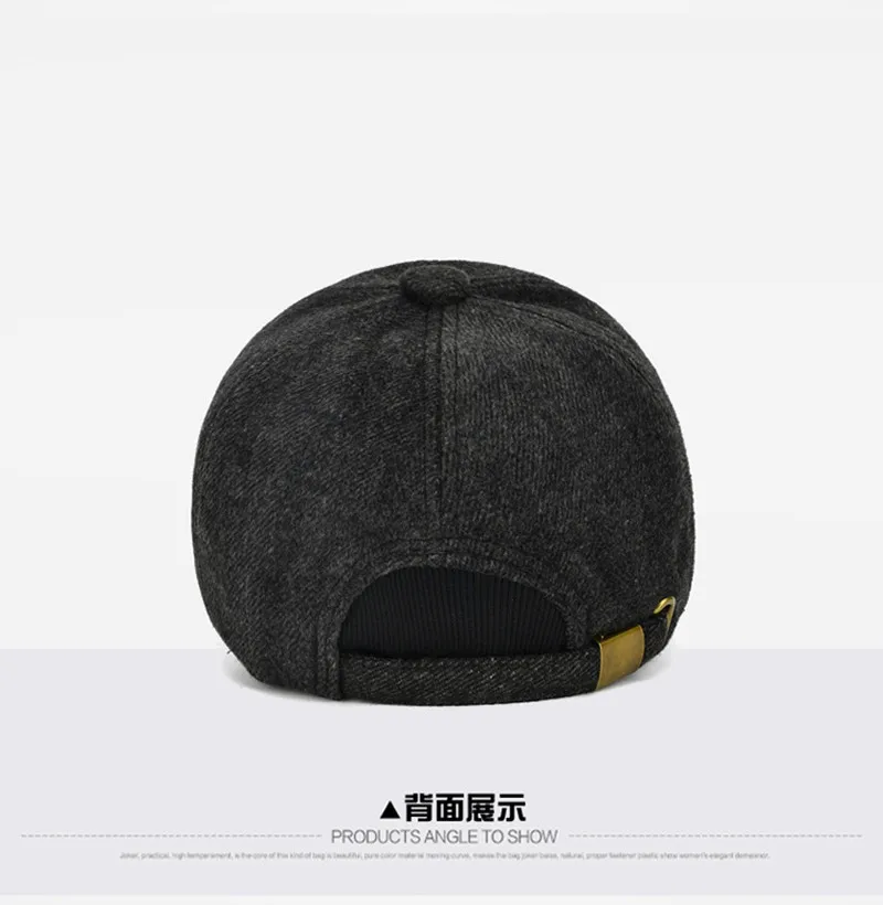 XdanqinX Snapback кепка зимняя мужская теплая шапка среднего возраста шерстяная Толстая бейсболка s с ушками регулируемый размер наушник Кепка для мужчин