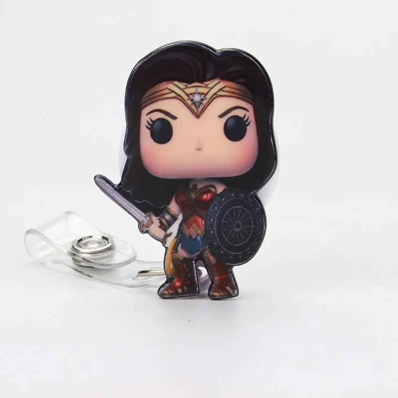 10 шт./лот, Wonder women, выдвижная катушка для бейджа из смолы, для студентов, новинка, для медсестры, Exihibiton, ID, имя, держатель для бейджа, офисные принадлежности