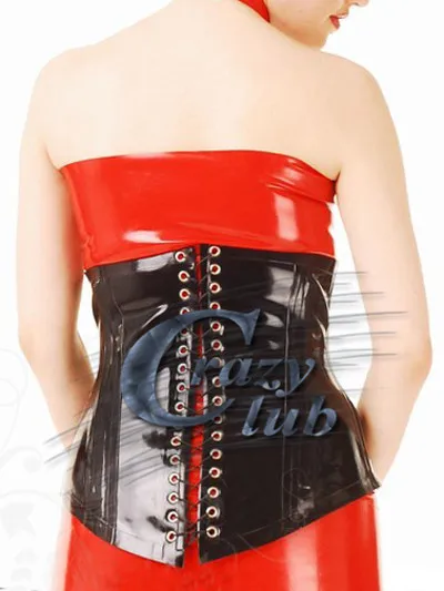 

Sexy Women Latex Zentai Corsets Female Clothes Latex in black latex belt latex simple single color with knitting latex lingerie