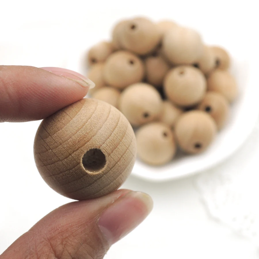 

20pcs Germany beech wood DIY beading smooth good quality 25mm round chew beads unfinished beech wooden beads EA271