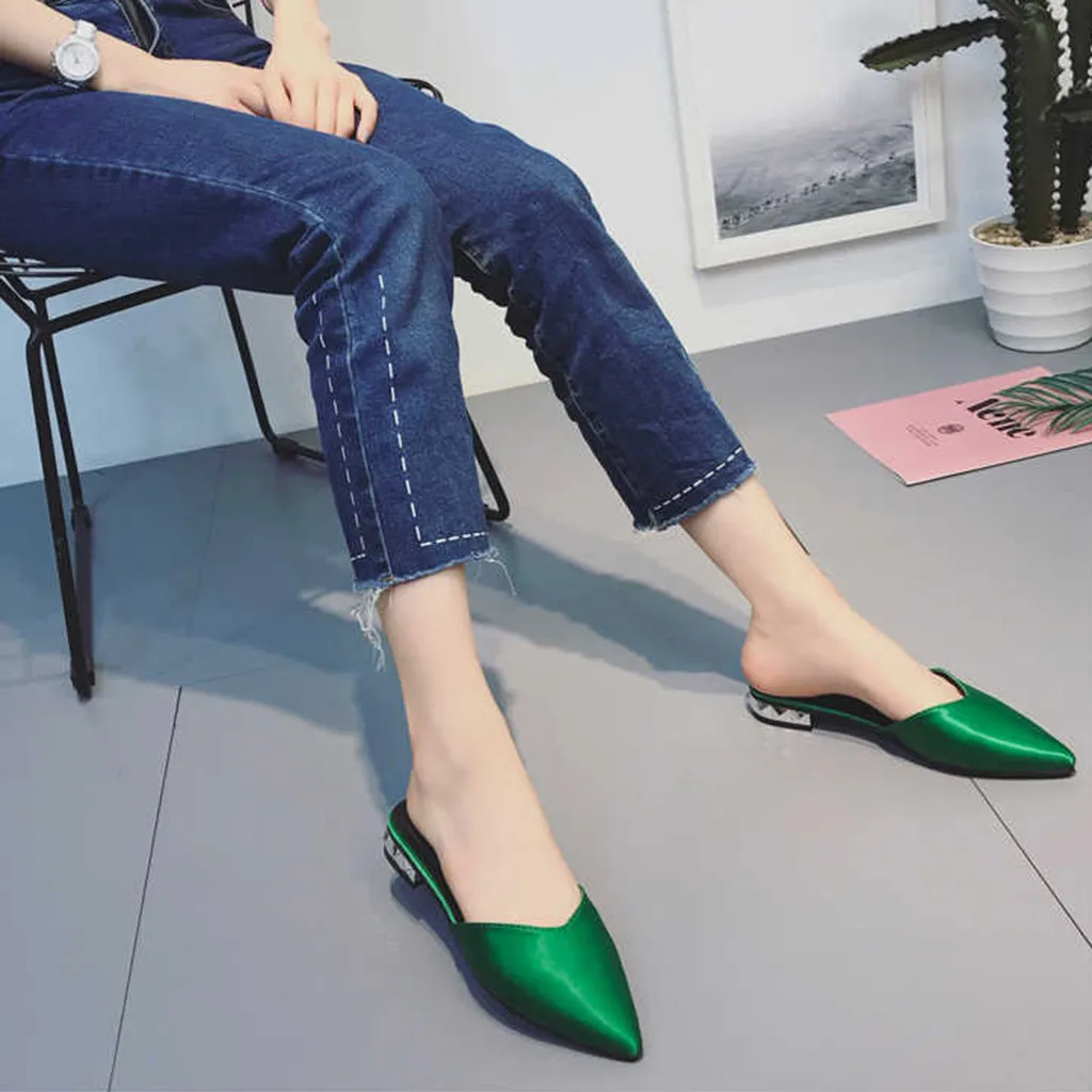 Зеленый Sandalias Mujer; коллекция года; туфли без задника; женские шлепанцы; женские туфли без задника; женские Вьетнамки; Zapatos De Mujer chaussures femme - Цвет: Зеленый