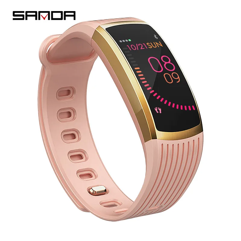 Pink SANDA A18 уличные спортивные часы для мужчин/женщин/пара цифровые часы монитор сердечного ритма Смарт напоминание Упражнения Фитнес наручные часы - Цвет: Pink