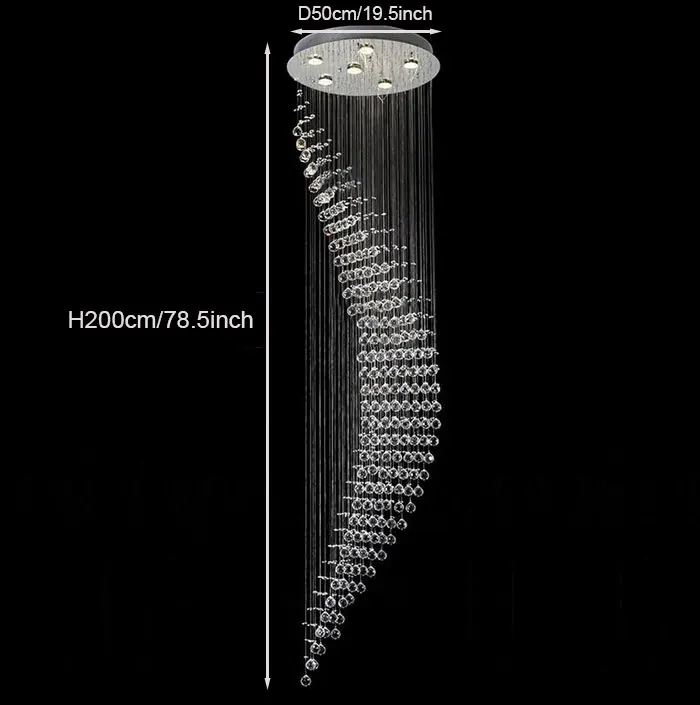 Спиральная люстра с подвеской 50*200 см|crystal chandelier lighting|modern crystal lightingchandelier lighting |