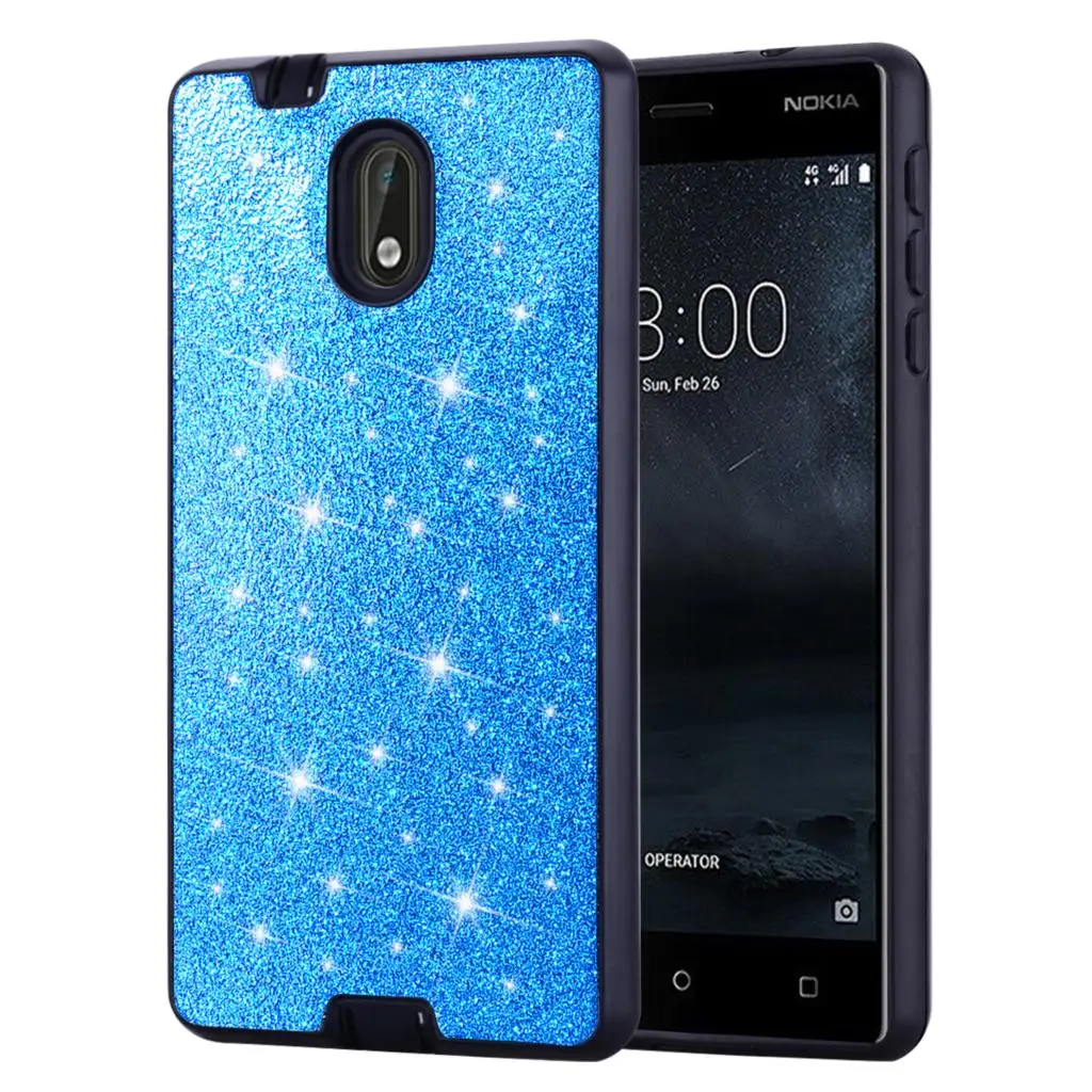 Шикарный чехол с вырезами Fundas Shining 2 в 1 для Nokia 3 5 6 8 2017 блестками задняя крышка