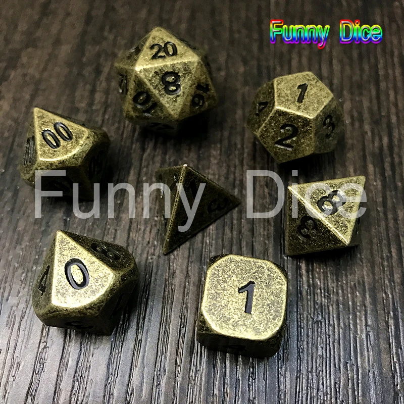 7 шт./компл. набор новых металлических игральных костей d4 d6 d8 d10 d % d12 d20 для