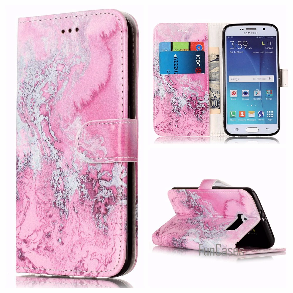 S6 Чехол книжка с магнитной застежкой и Мрамор чехол для Samsung Galaxy S6/S6 edge из