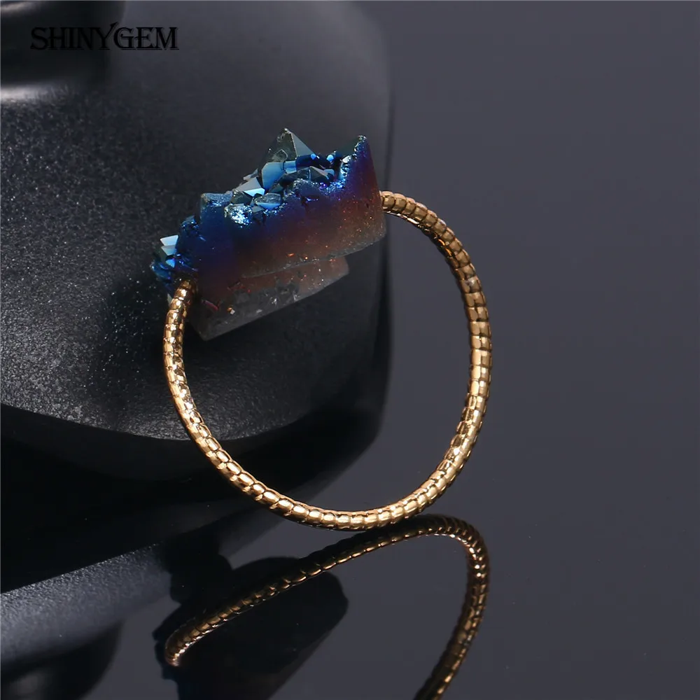Кольцо ShinyGem с искусственным опалом, винтажное Золотое кольцо с натуральным камнем, регулируемые золотые обручальные кольца для женщин